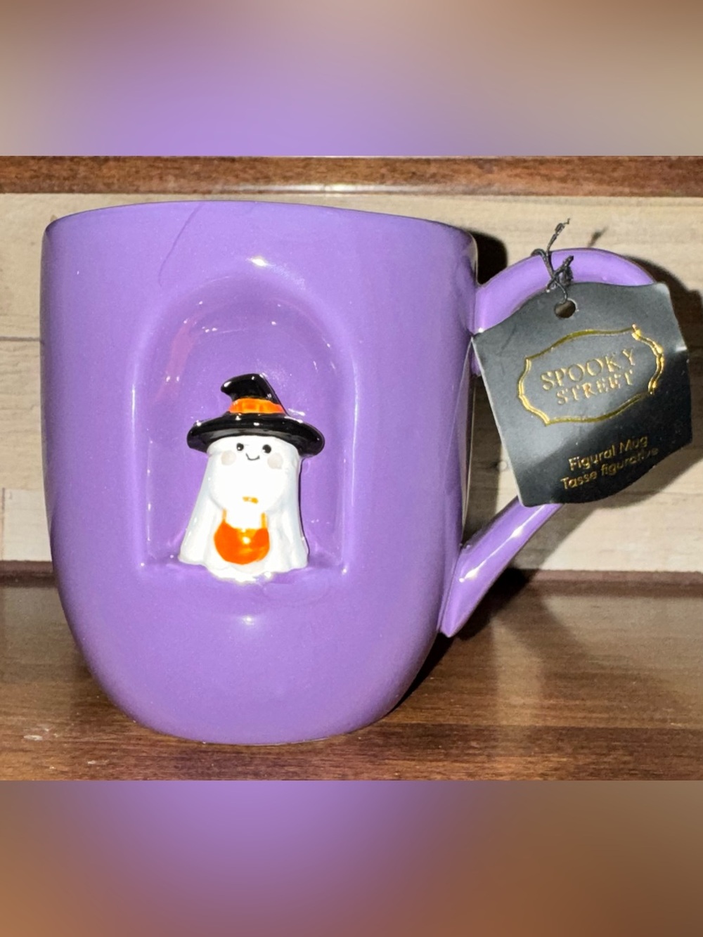 🥰 Halloween 3D Mug Ghost 👻 wearing a witch 🧙 hat and holding a little Purse 👜